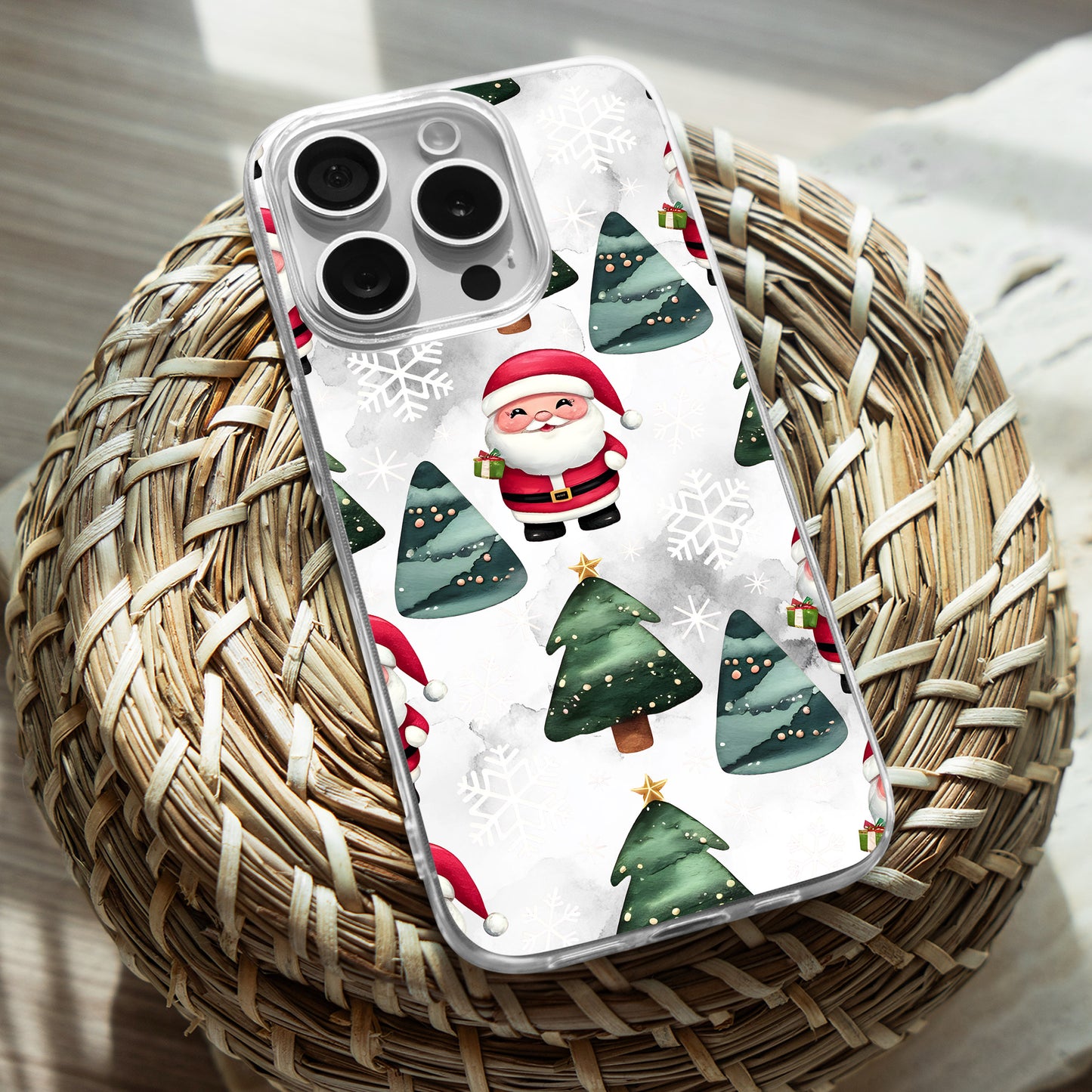 Christmas Pattern TPU Clear Case for iPhone & Samsung Phones