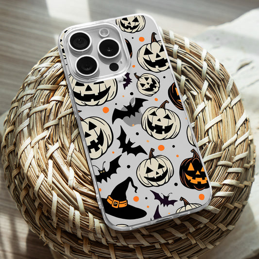 Jack O Lantern White TPU Clear Phone Case for iPhone & Samsung Phones