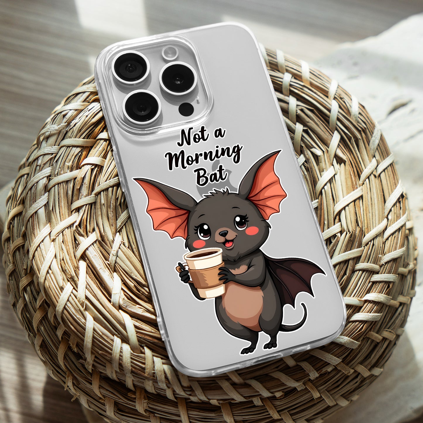 Not a Morning Bat TPU Clear Phone Case for iPhone & Samsung Phones