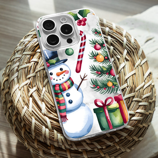 Snowman Theme TPU Clear Case for iPhone & Samsung Phones