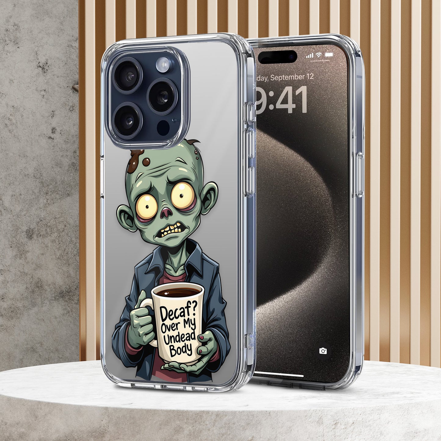 Zombie Coffee TPU Clear Phone Case for iPhone & Samsung Phones