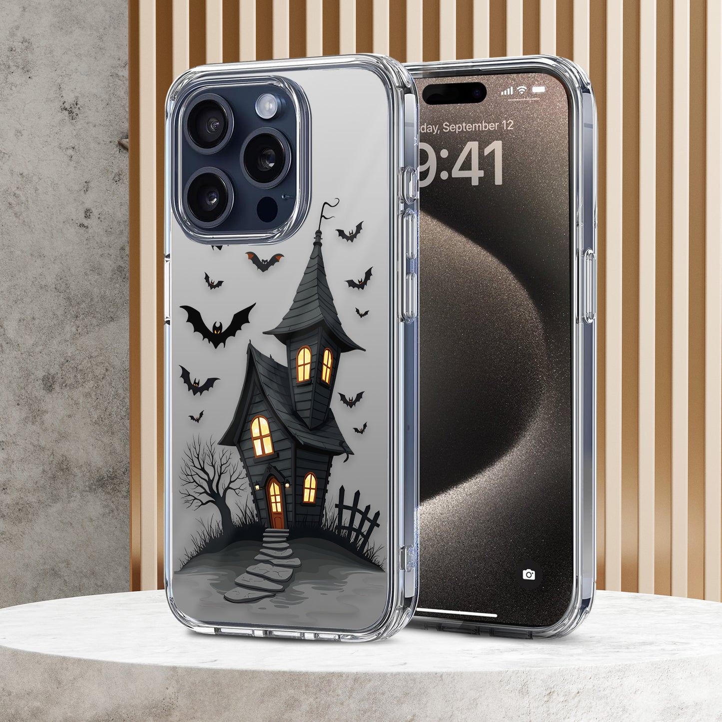 Spooky Haunted House TPU Clear Phone Case for iPhone & Samsung Phones