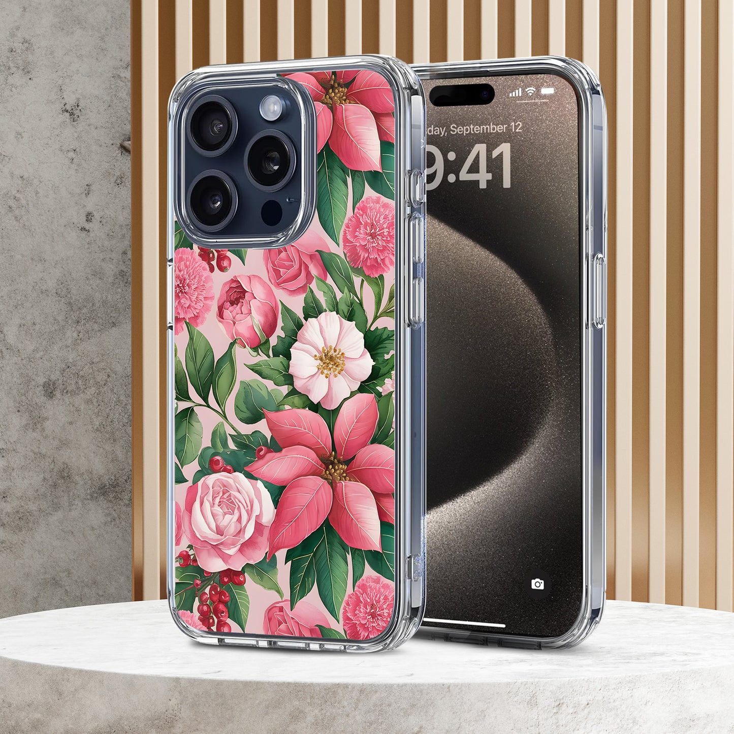 Pink Flower Vibe TPU Clear Case for iPhone & Samsung Phones
