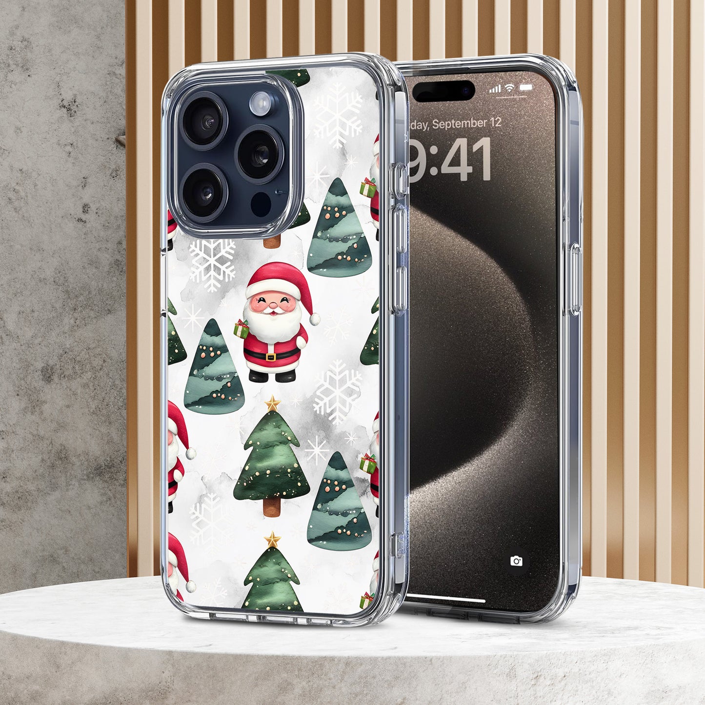 Christmas Pattern TPU Clear Case for iPhone & Samsung Phones