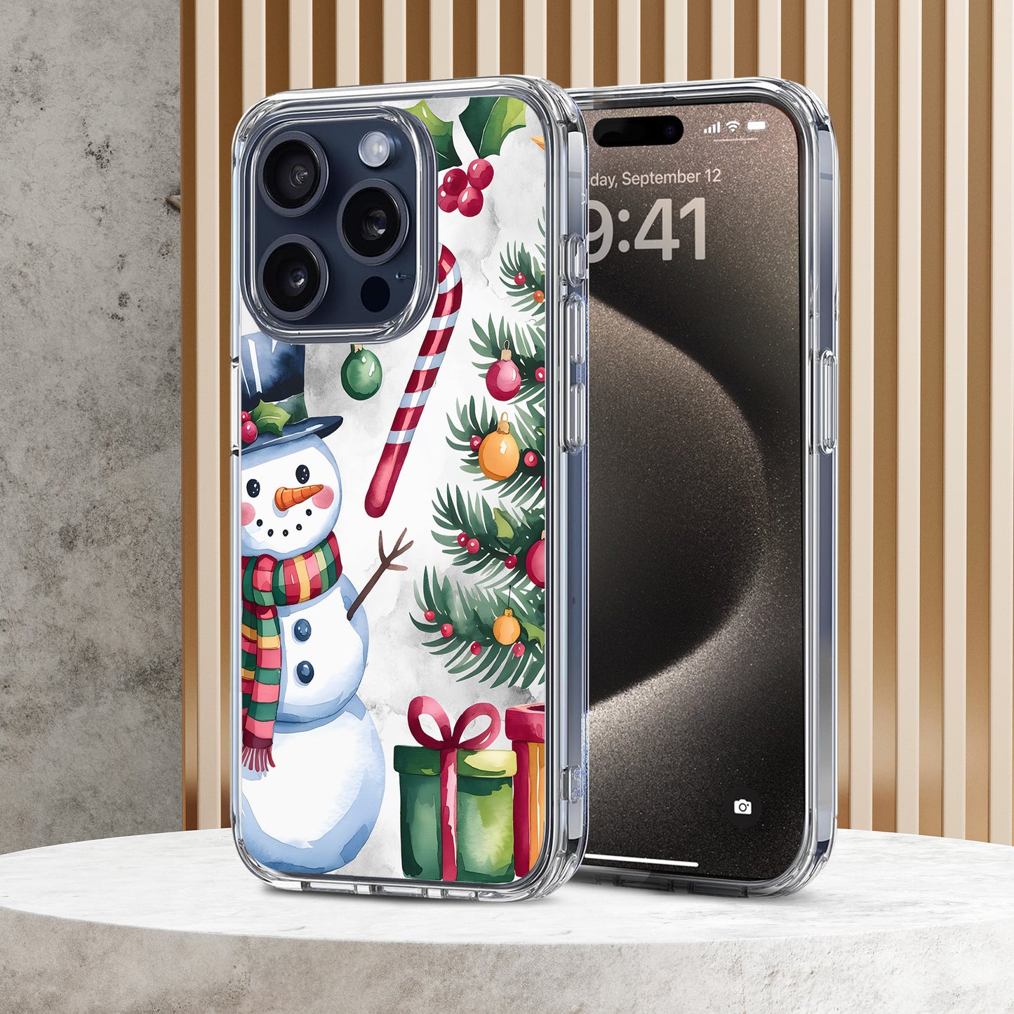 Snowman Theme TPU Clear Case for iPhone & Samsung Phones