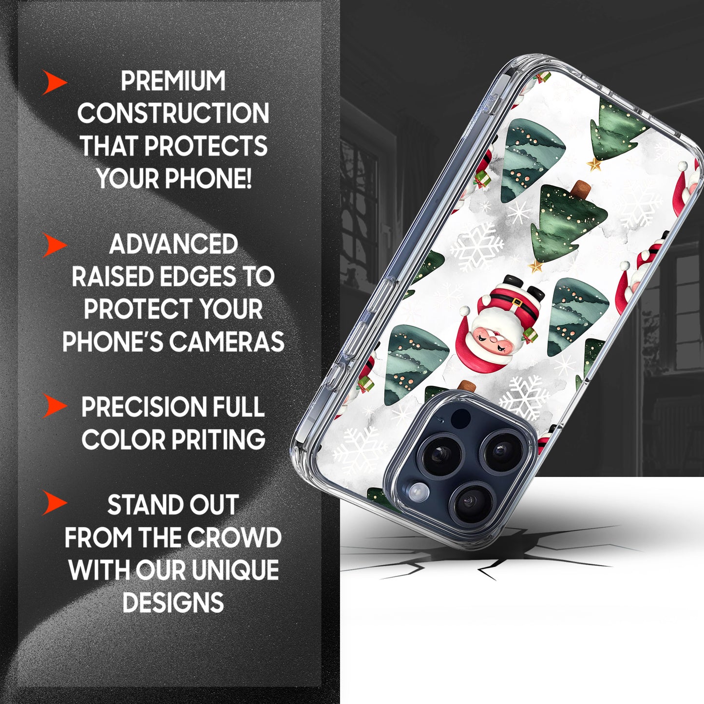 Christmas Pattern TPU Clear Case for iPhone & Samsung Phones