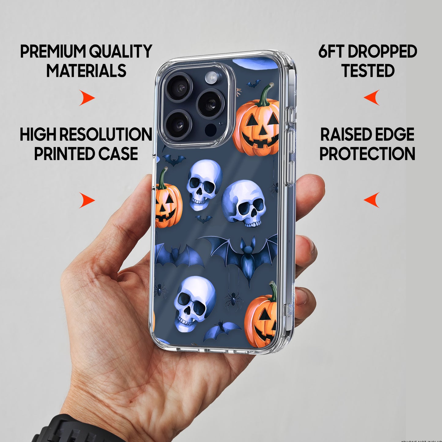 Skull Pattern TPU Clear Phone Case for iPhone & Samsung Phones