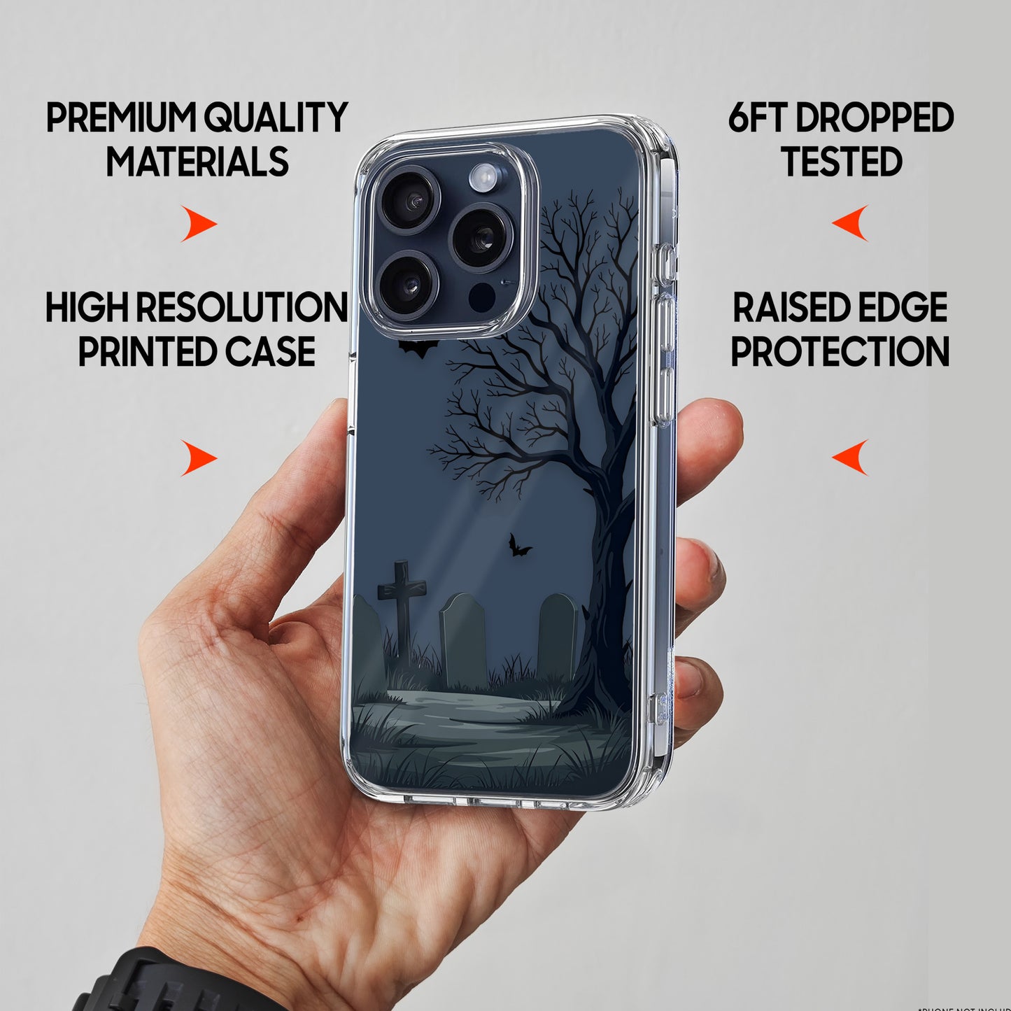 Graveyard Silhouette TPU Clear Phone Case for iPhone & Samsung Phones