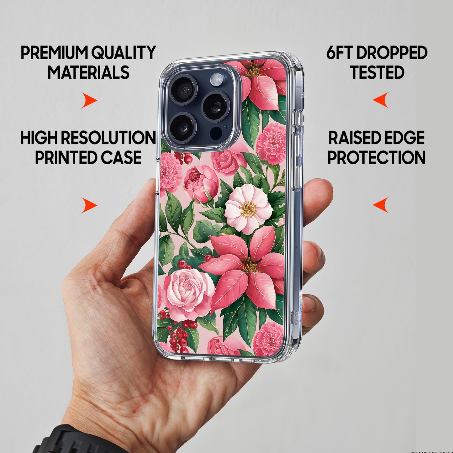 Pink Flower Vibe TPU Clear Case for iPhone & Samsung Phones