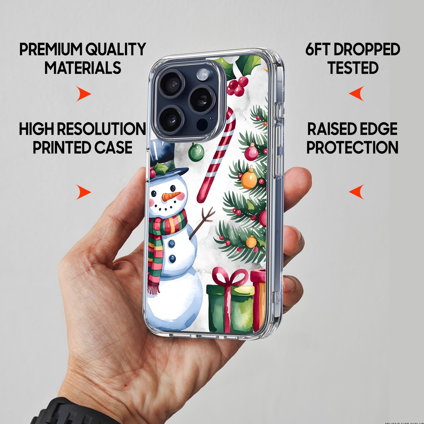 Snowman Theme TPU Clear Case for iPhone & Samsung Phones