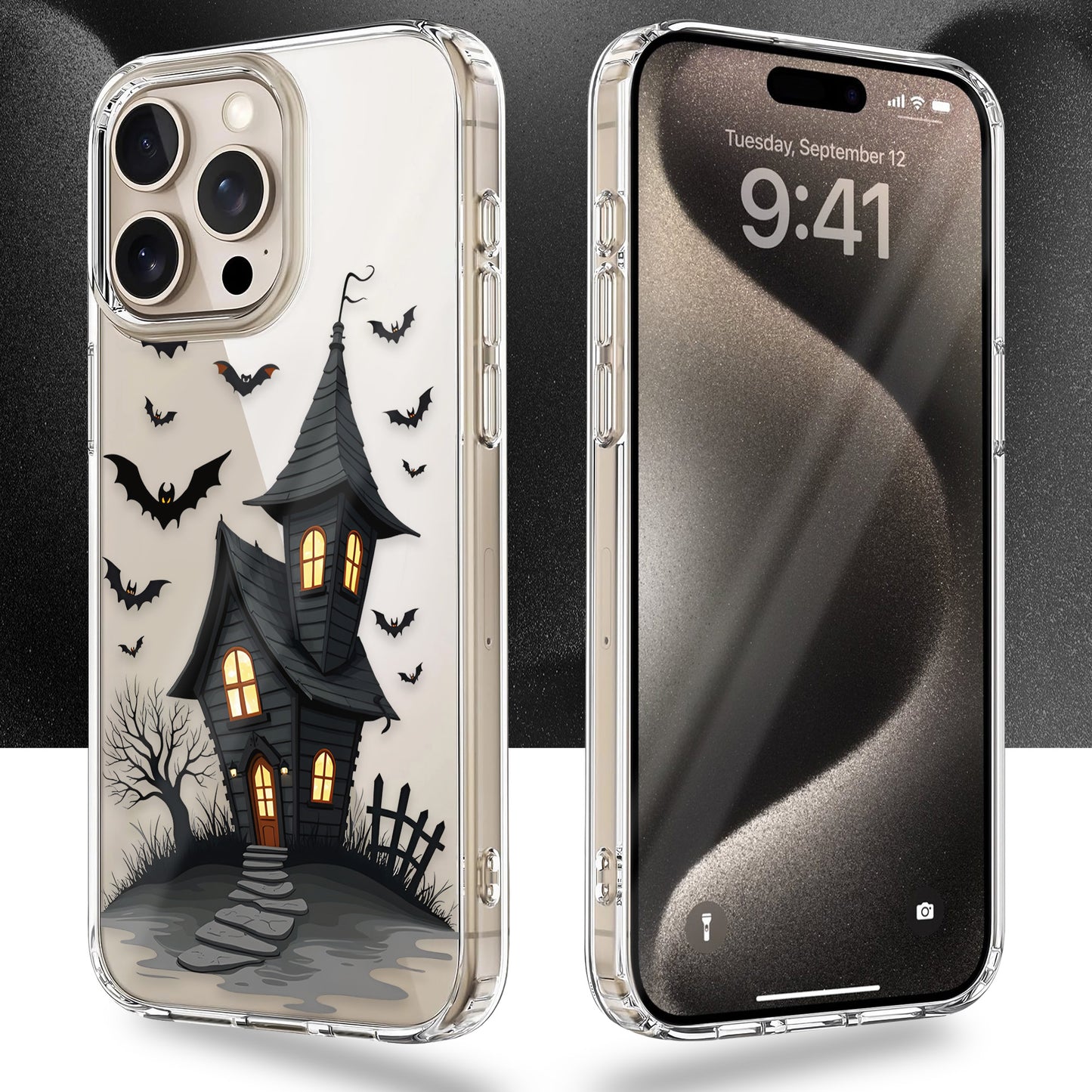 Spooky Haunted House TPU Clear Phone Case for iPhone & Samsung Phones