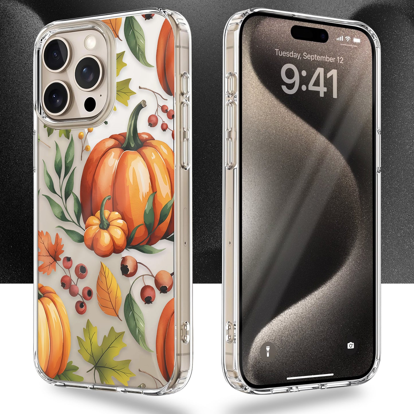 Pumpkin Pattern TPU Clear Case for iPhone & Samsung Phones