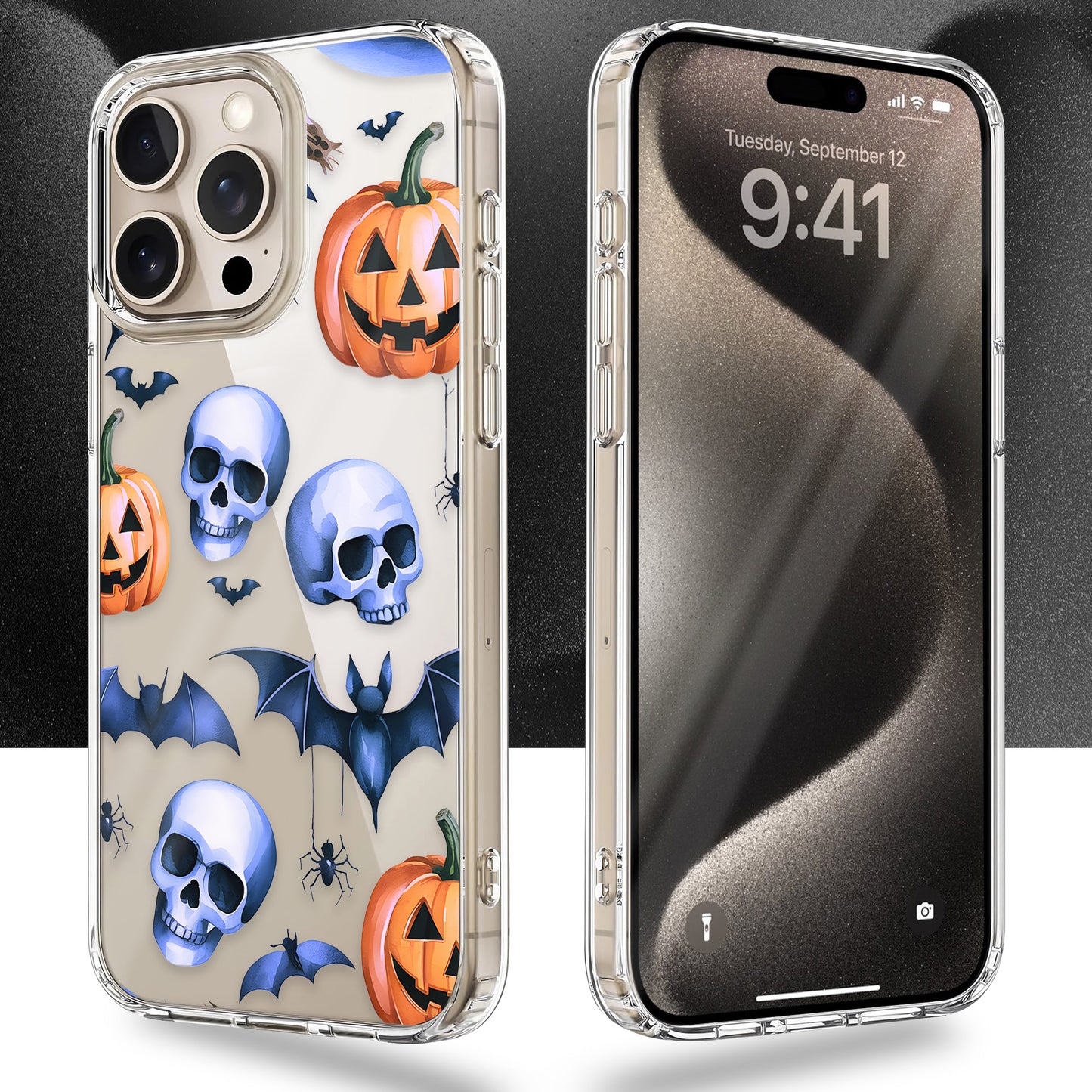 Skull Pattern TPU Clear Phone Case for iPhone & Samsung Phones