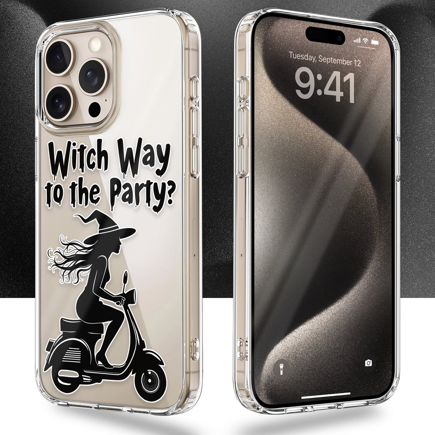 Witch Way to the Party TPU Clear Phone Case for iPhone & Samsung Phones