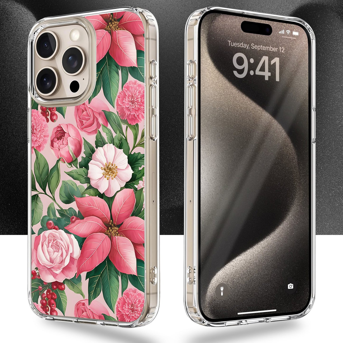 Pink Flower Vibe TPU Clear Case for iPhone & Samsung Phones