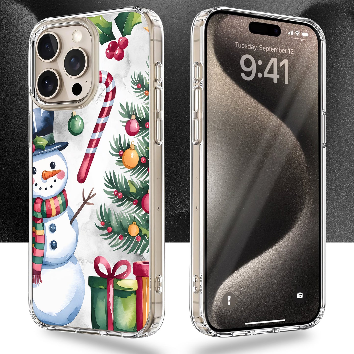 Snowman Theme TPU Clear Case for iPhone & Samsung Phones