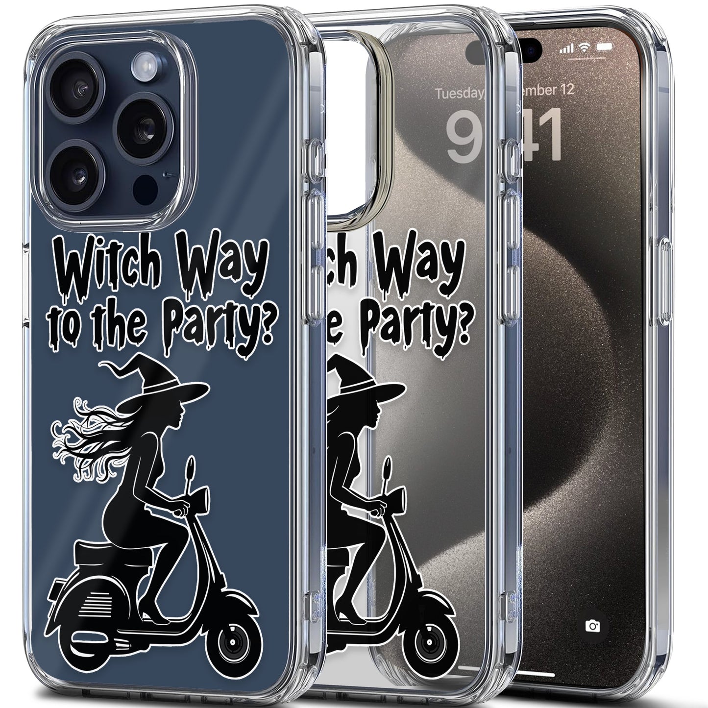 Witch Way to the Party TPU Clear Phone Case for iPhone & Samsung Phones