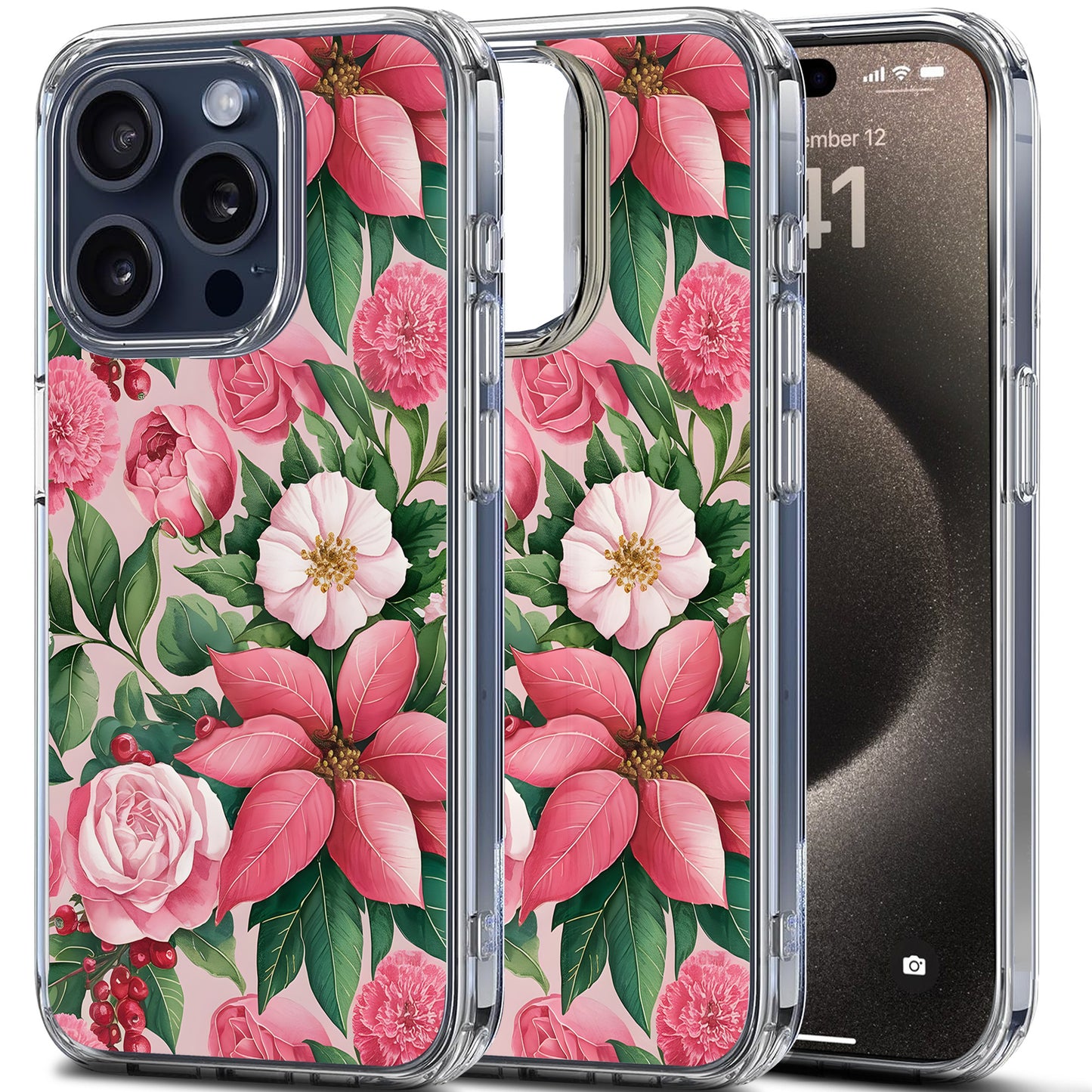 Pink Flower Vibe TPU Clear Case for iPhone & Samsung Phones