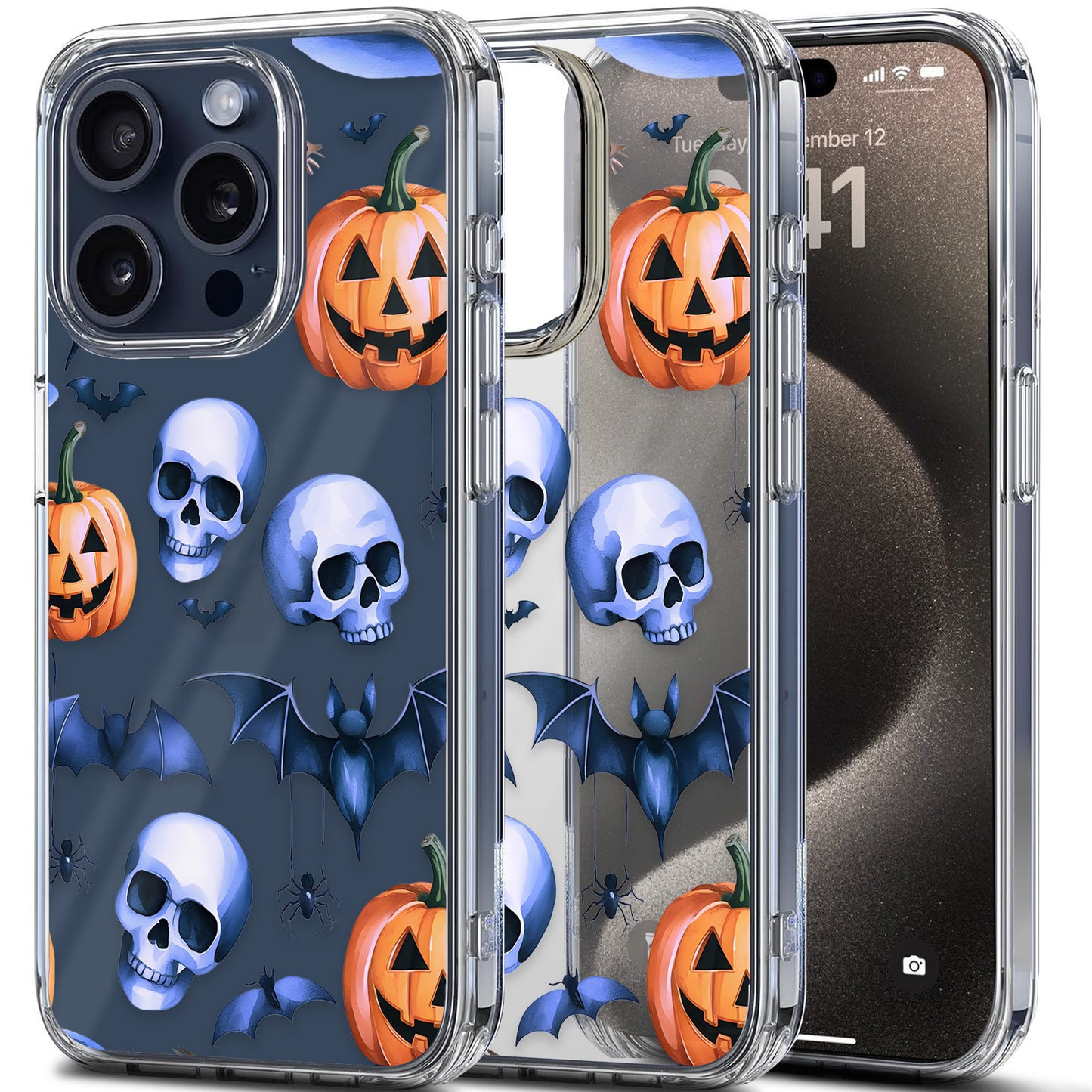 Skull Pattern TPU Clear Phone Case for iPhone & Samsung Phones