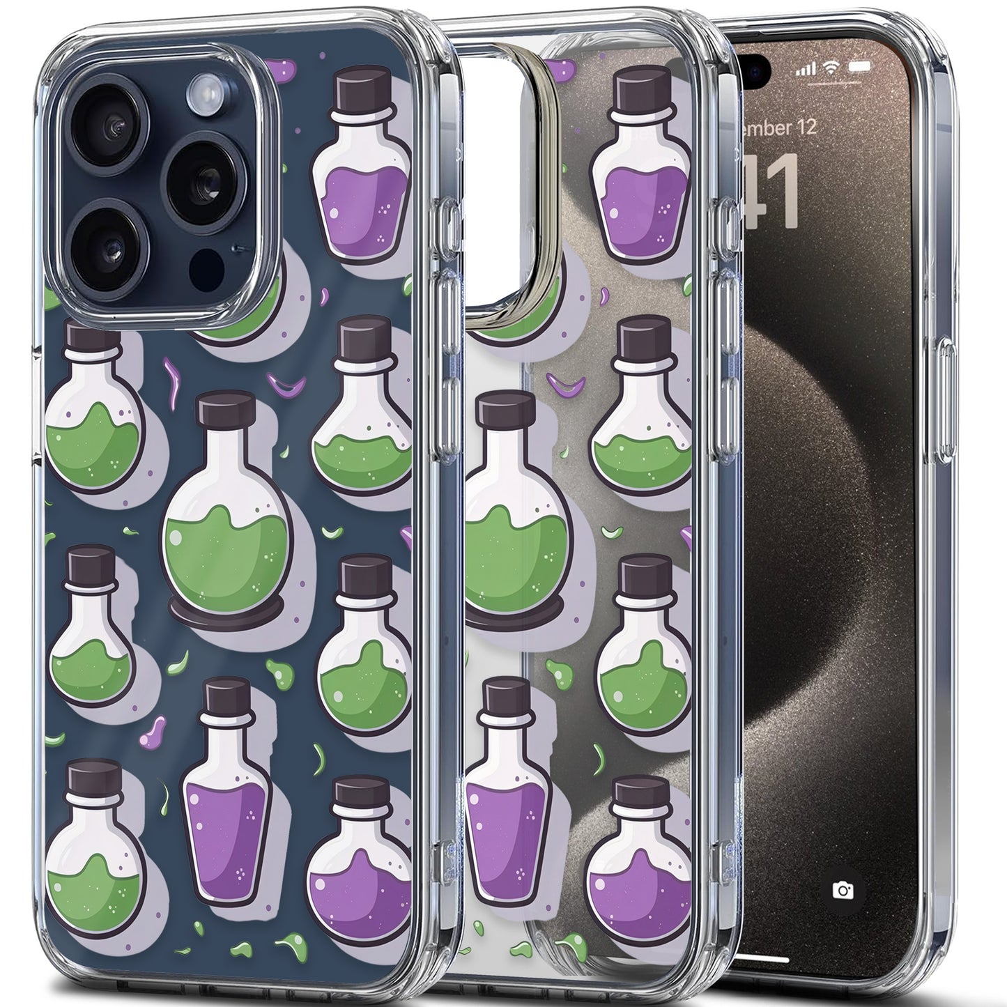 Witch Potion Bottles TPU Clear Phone Case for iPhone & Samsung Phones