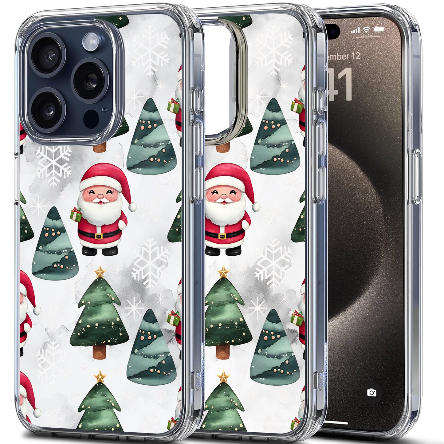 Christmas Pattern TPU Clear Case for iPhone & Samsung Phones