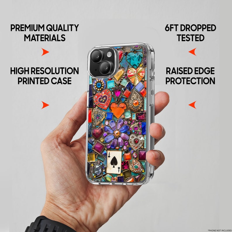 Colorful Mosaic Design TPU Clear Phone Case for iPhone & Samsung Phones