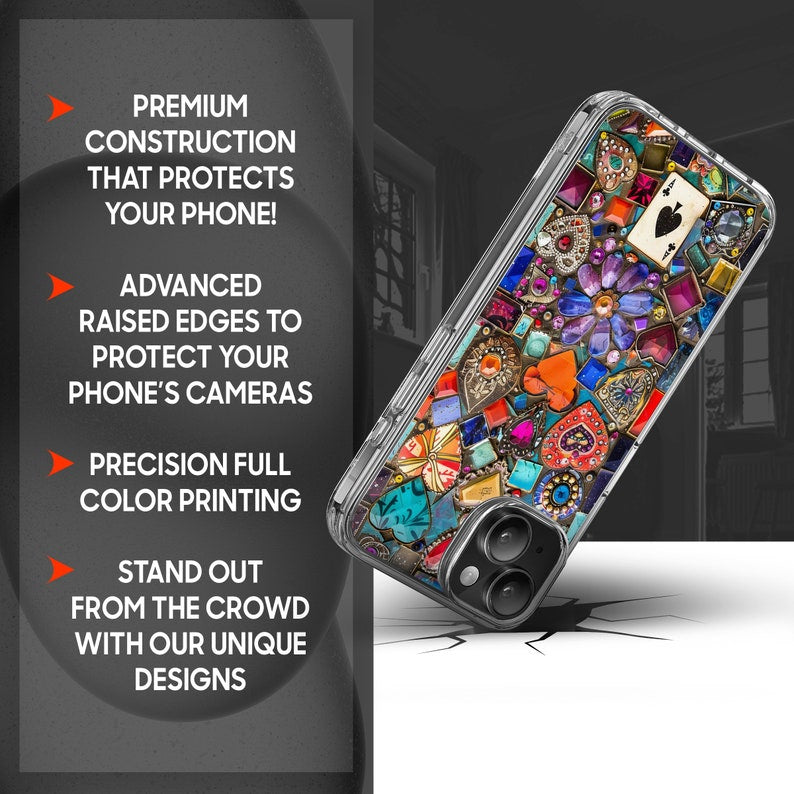 Colorful Mosaic Design TPU Clear Phone Case for iPhone & Samsung Phones