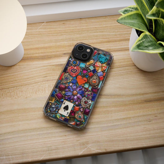 Colorful Mosaic Design TPU Clear Phone Case for iPhone & Samsung Phones