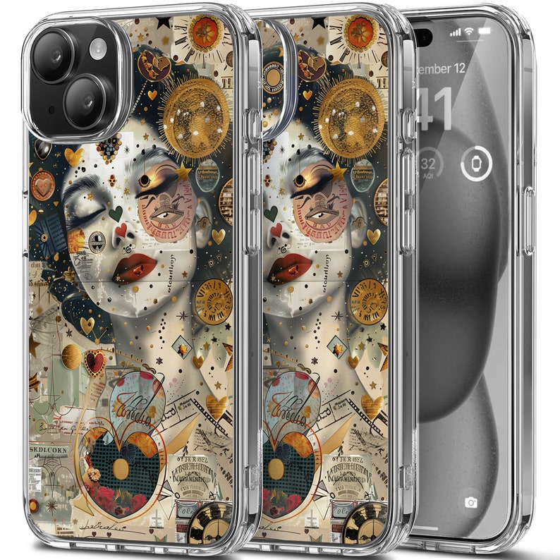 Coquette Aesthetic Collage Design TPU Clear Phone Case for iPhone & Samsung Phones
