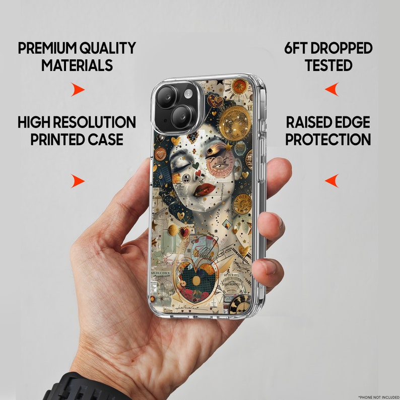 Coquette Aesthetic Collage Design TPU Clear Phone Case for iPhone & Samsung Phones