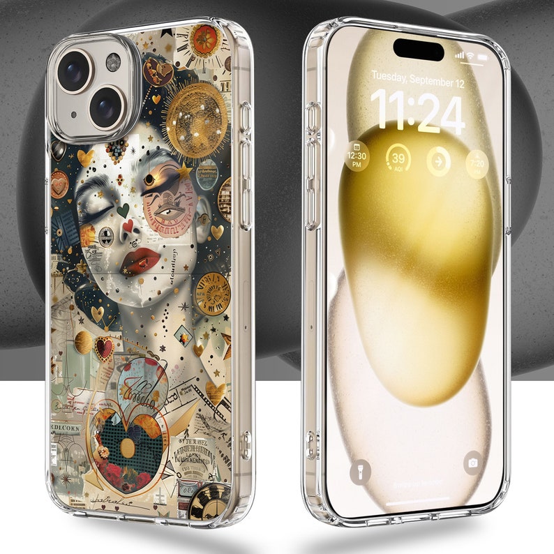 Coquette Aesthetic Collage Design TPU Clear Phone Case for iPhone & Samsung Phones