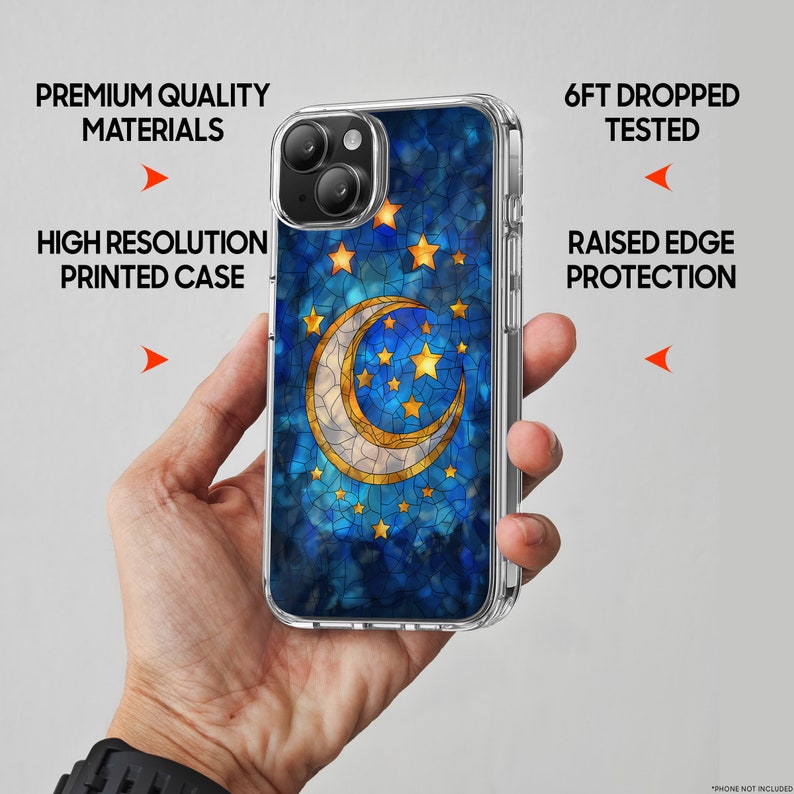 Moon Mosaic Art 2 Design TPU Clear Phone Case for iPhone & Samsung Phones