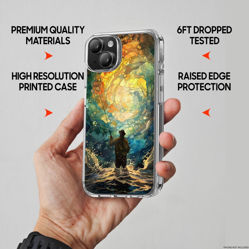 Fisherman Mosaic 2 Design TPU Clear Phone Case for iPhone & Samsung Phones