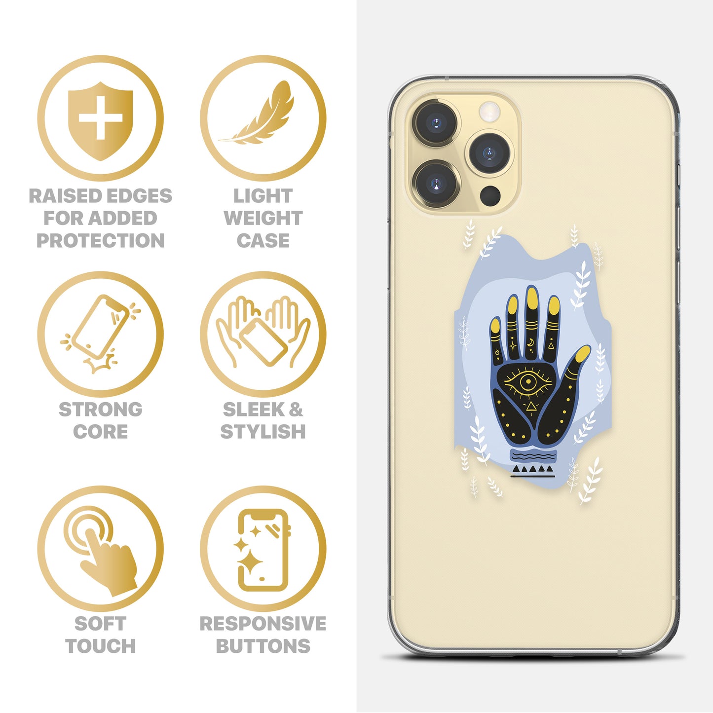 Evil Eye Hamsa Hand TPU Clear Phone Case for iPhone & Samsung Phones