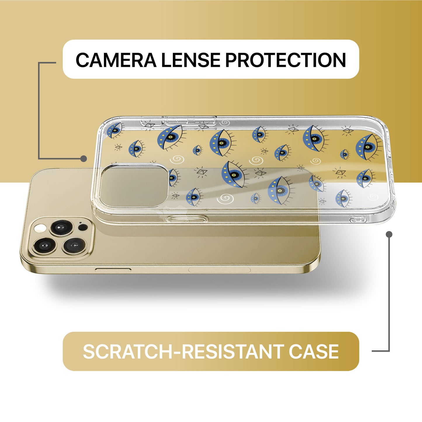 Evil Eye Diamond TPU Clear Phone Case for iPhone & Samsung Phones