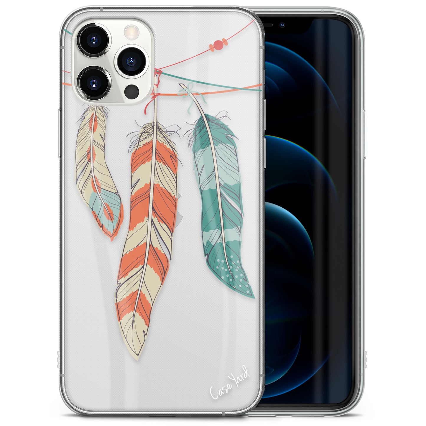 Colored Feather TPU Clear Phone Case for iPhone & Samsung Phones