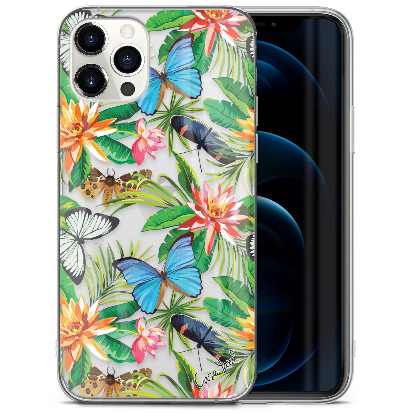 Flower Butterfly TPU Clear Phone Case for iPhone & Samsung Phones