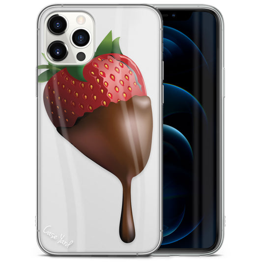 Strawberry Chocolate TPU Clear Phone Case for iPhone & Samsung Phones