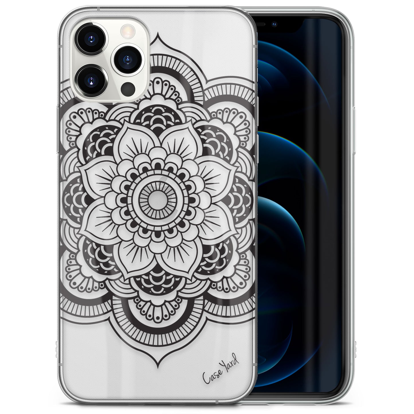 Flower Mandala TPU Clear Phone Case for iPhone & Samsung Phones