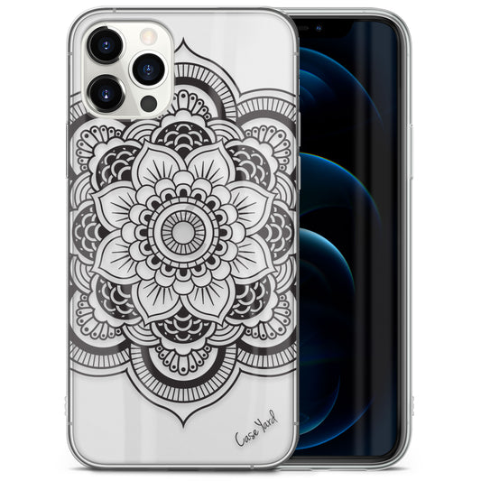 Flower Mandala TPU Clear Phone Case for iPhone & Samsung Phones