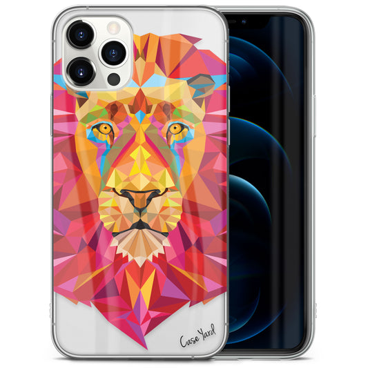 TPU Clear case with (Lion Polygon) Design for iPhone & Samsung Phones