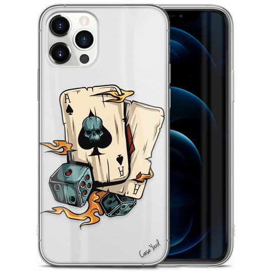 Skull Cards TPU Clear Phone Case for iPhone & Samsung Phones