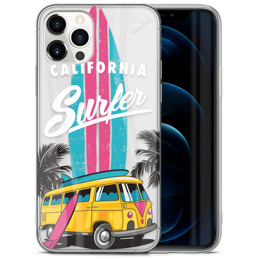 TPU Clear case with (Cali Surfer) Design for iPhone & Samsung Phones