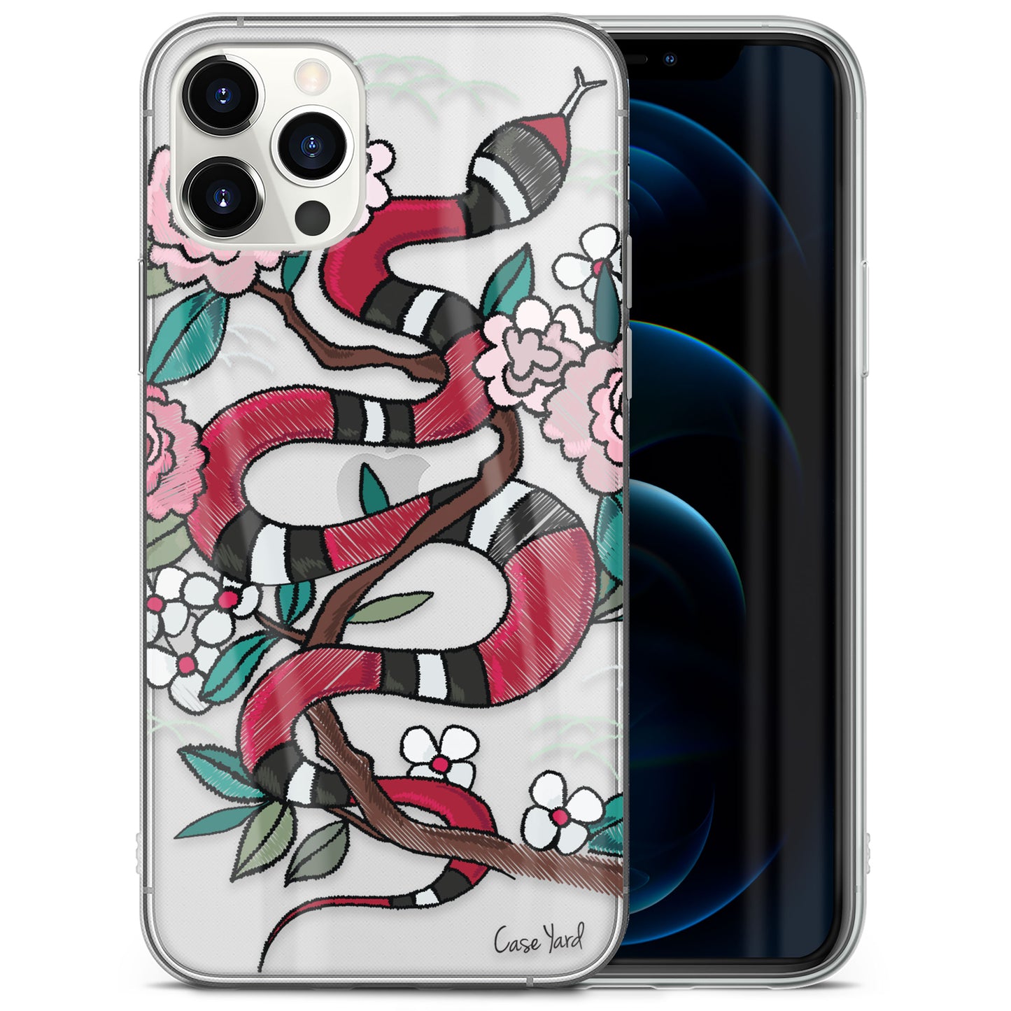 TPU Case Clear case with (Flower Snake) Design for iPhone & Samsung Phones