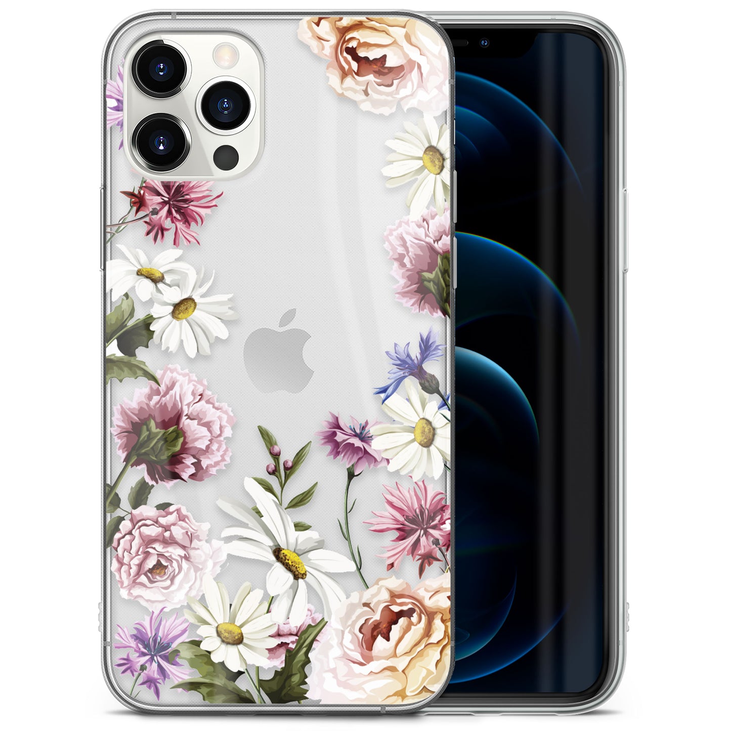 Carnation Flowers TPU Clear Phone Case for iPhone & Samsung Phones