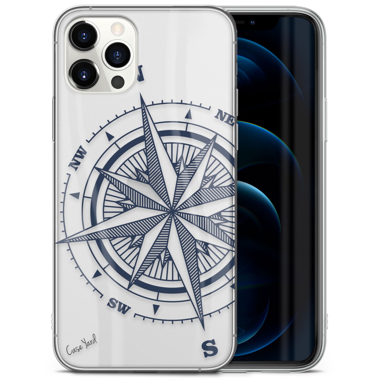 TPU Clear case with (Compass Rose) Design for iPhone & Samsung Phones