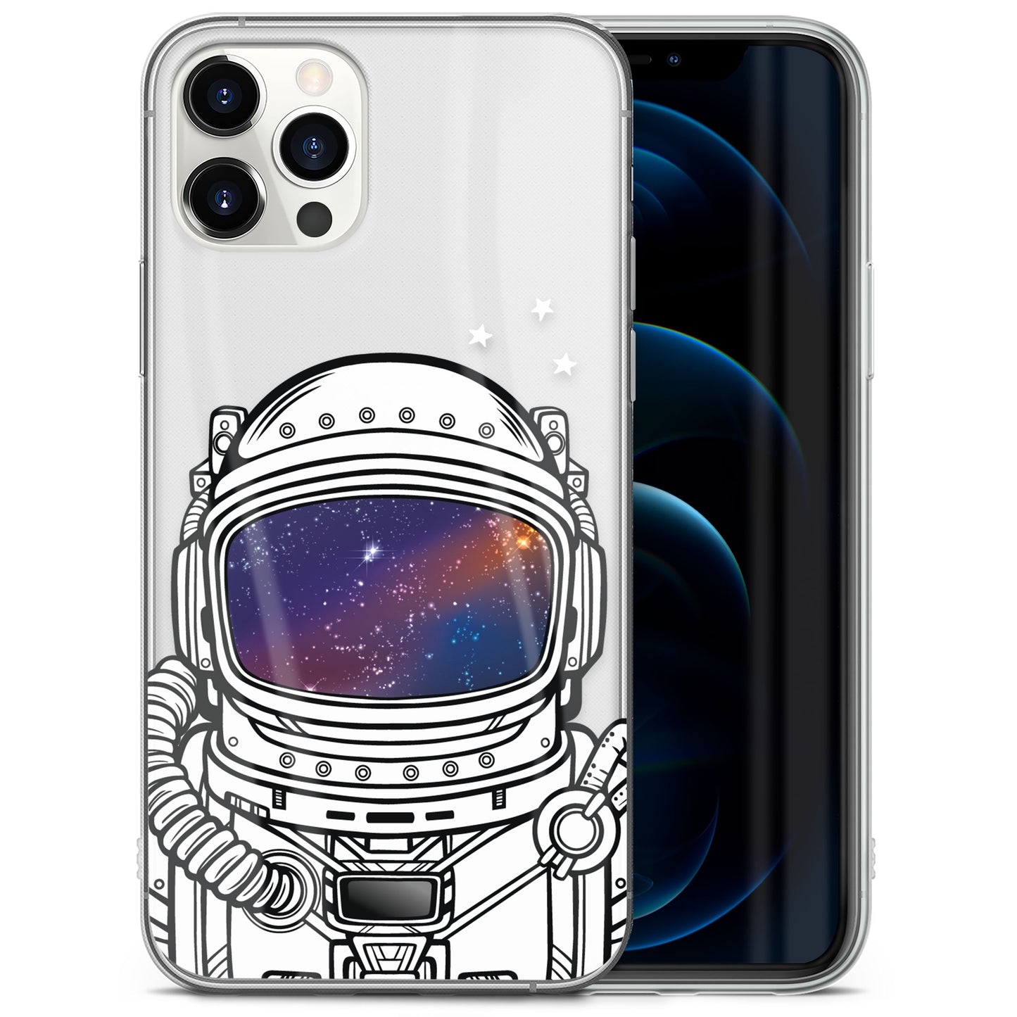 TPU Clear case with (Astronaut Helmet) Design for iPhone & Samsung Phones