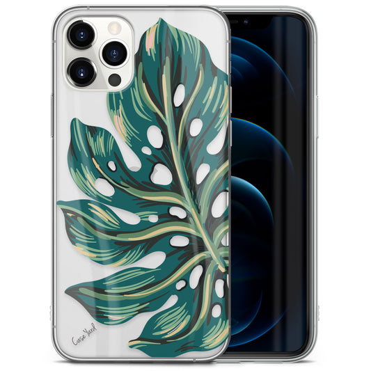 Monstera Leaf TPU Clear Phone Case for iPhone & Samsung Phones