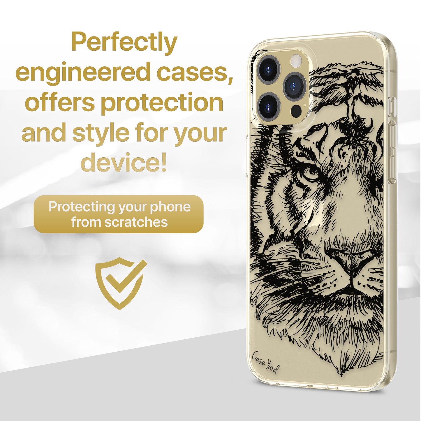 Tiger Sketch TPU Clear Phone Case for iPhone & Samsung Phones