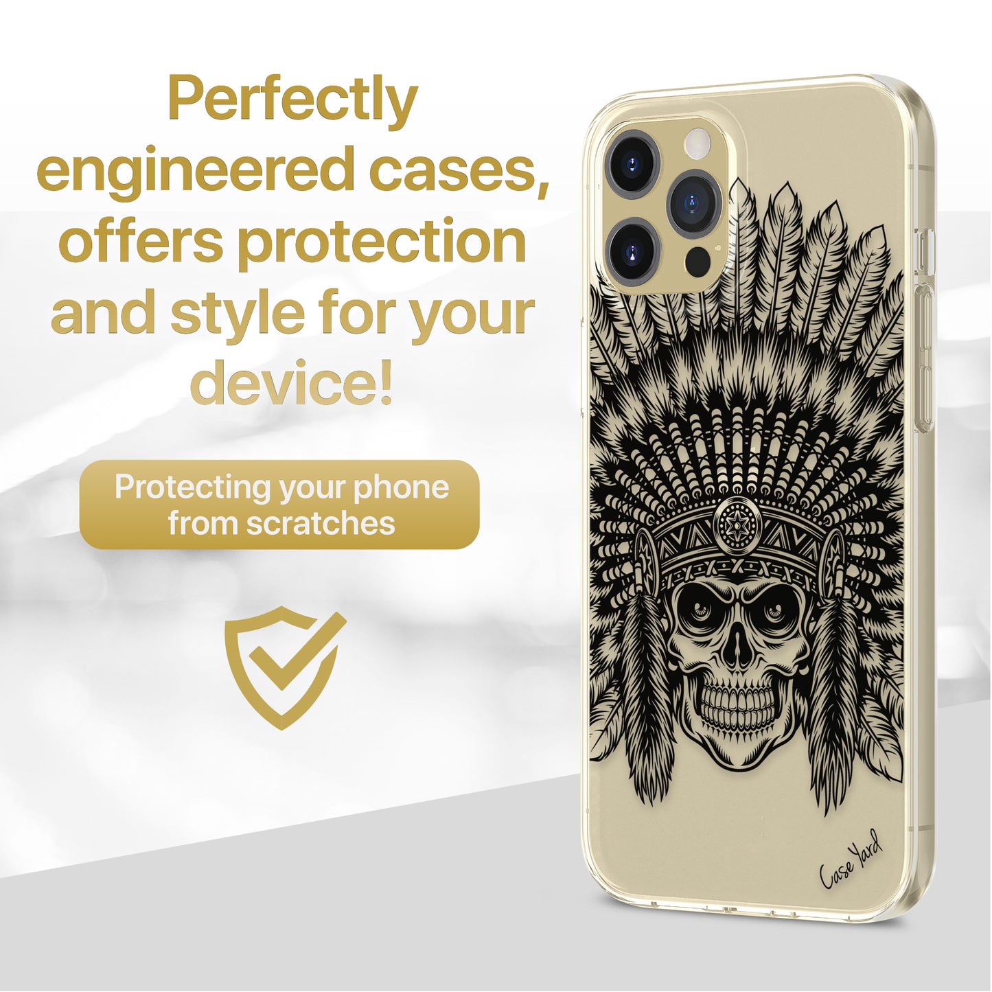 Skull Feather TPU Clear Phone Case for iPhone & Samsung Phones
